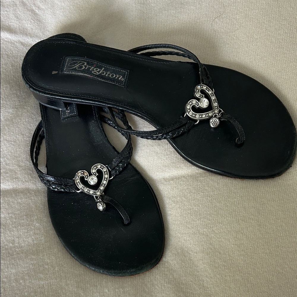 Brighton Black Heart-Embellished Sandals